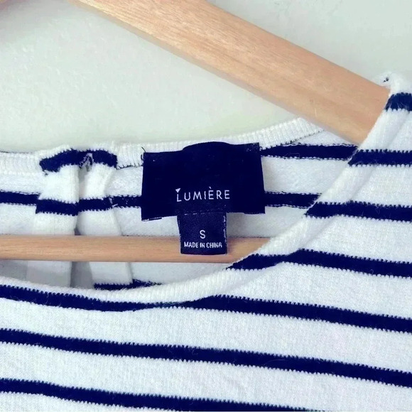 100% Cotton Lumiere white striped jumper womens size small shorts romper - Picture 6 of 6